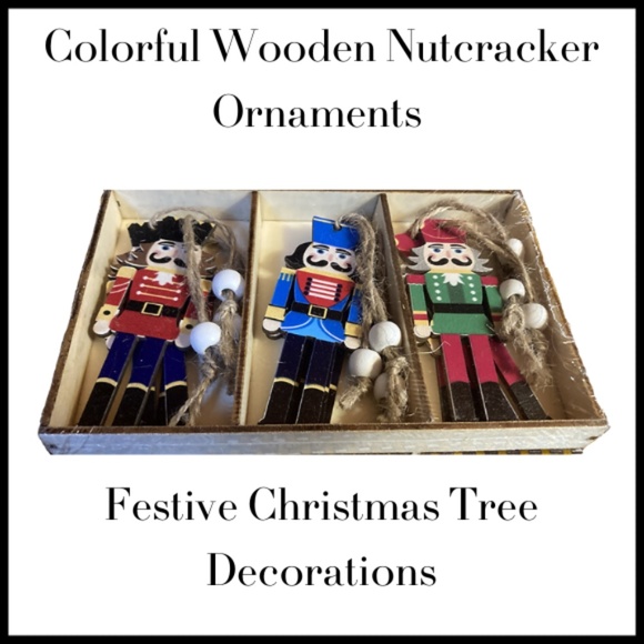 Set of Three Colorful Wooden Nutcrackers Wrapped up - Great Gift - Picture 2 of 7